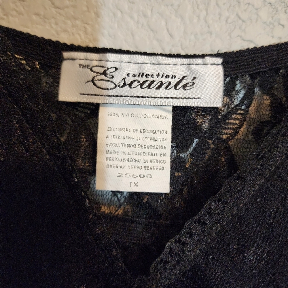 ESCANTE x VINTAGE sheer lace teddy‎ in black size 1X - Picture 4 of 5